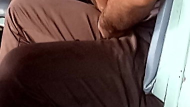 Indian guy founding his crotch in train