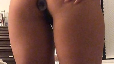 Whore  Shows Off Putting Dildo Up Her Tight Asshole